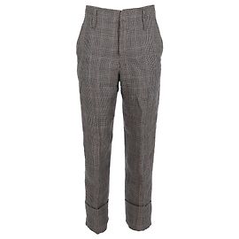 Calças Houndstooth Brunello Cucinelli em linho multicolorido Multicor