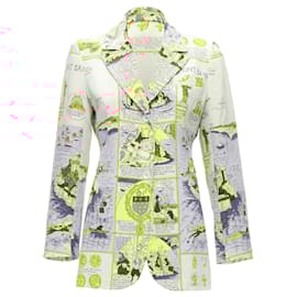 Hermès-Rare Hermes Vintage 100% Silk Ancient French Map Print Blazer Jacket Fr38 M-Other