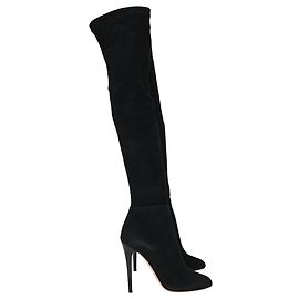 Botas altas de tacón Jimmy Choo Turner en ante negro Negro