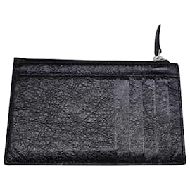 Balenciaga-Porta-cartões de moedas grande longo Balenciaga em couro preto-Preto