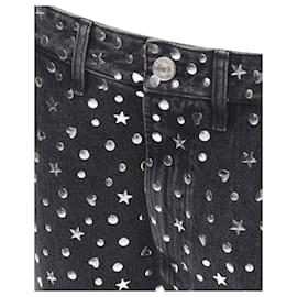 Balenciaga-rare BALENCIAGA DEMNA black denim silver star heart stud embellished jeans-Black