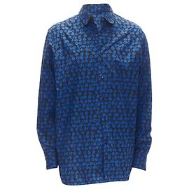 Camicia oversize Louis Vuitton Virgil Abloh nera e blu a pois LV Monogram L Blu