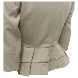 Alexander Mcqueen-Alexander Mcqueen Grey Cotton Fitted Zipper Trim Peplum Utility Jacket It38 Xs-Grey