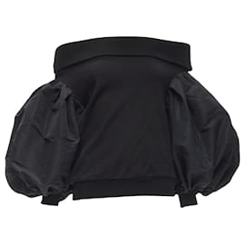 Alexander Mcqueen-Alexander Mcqueen Cotton Black Ultra Puff Sleeve Off Shoulder Sweater It36 Xxs-Black