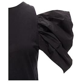 Alexander Mcqueen-Alexander Mcqueen 2021 Black Cotton Cold Shoulder Puff Sleeves Top It38 Xs-Black