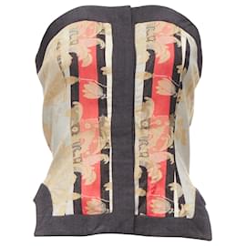 Alexander Mcqueen-Alexander Mcqueen 2000 Grey Baroque Brocade Jacquard  Bustier Top It42 M-Grey
