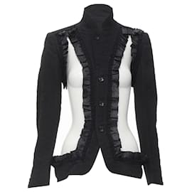 Comme Des Garcons-Comme Des Garcons 2008 Runway Bad Taste Ruffle Cut Out Deconstructed Blazer S-Black