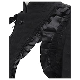 Comme Des Garcons-Comme Des Garcons 2008 Runway Bad Taste Ruffle Cut Out Deconstructed Blazer S-Black