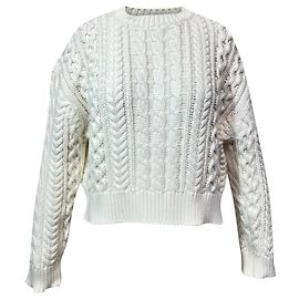 Nili Lotan Rory Pullover aus weißer Baumwolle mit Kabelstrick Weiß