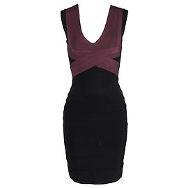 Herve Leger Bandage Kleid aus schwarzem Polyester Schwarz