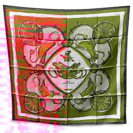 Hermès-Hermes Paris Red and Orange Silk Scarf New Springs 2009 Rybaltchenko-Red
