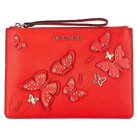 Michael Kors Butterfly Leather Clutch Bag Red