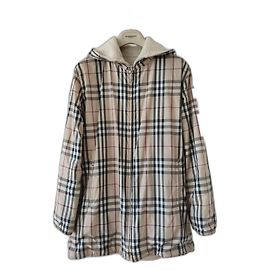 BURBERRY NYLON CHECK JACKET AND REVERSIBLE CASHMERE. Black White Beige