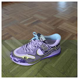 Gucci-GUCCI SNEAKERS IN LEATHER & MULTICOLOR MESH. LIMITED EDITION-Multiple colors