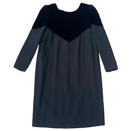 Valentino Garavani Vestido preto elegante Valentino Couture em lã e veludo Preto