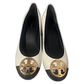 Tory Burch Black and White Leather Heels Size 36 Black White