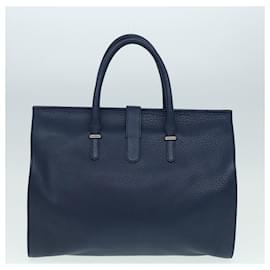 Balenciaga-BALENCIAGA Tube Round Hand Bag Leather Navy Auth ki4912-Navy blue