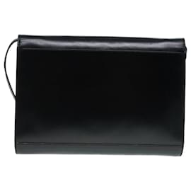 Céline-CELINE Shoulder Bag Leather Black Gold Auth 89545-Black,Golden