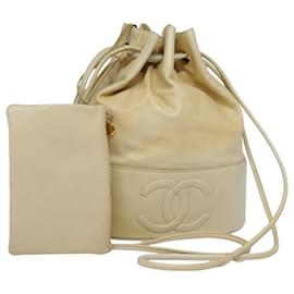 Chanel-CHANEL Shoulder Bag Lamb Skin Beige Gold CC Auth bs17904-Beige,Golden