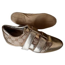 Baskets Gucci en cuir doré Doré