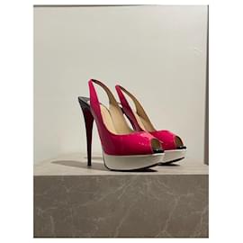 Christian Louboutin-CHRISTIAN LOUBOUTIN Talons T.EU 40 Cuir verni-Rose