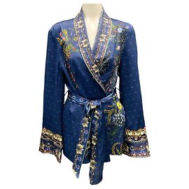 Camilla Navy Blue Multi Southern Twilight Loose Jacket wtih Godets Navy blue