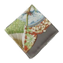 Lenço Aloha Carre 90 da Hermès Marrom Multicor