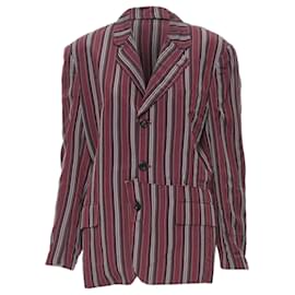Comme Des Garcons-Vintage Comme Ds Garcons 1991 Green Stripe Deconstructed Blazer Jacket M-Red