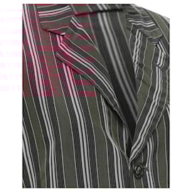 Comme Des Garcons-Vintage Comme Ds Garcons 1991 Green Stripe Deconstructed Blazer Jacket M-Red