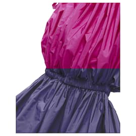 Alexander Mcqueen-Alexander Mcqueen 2021 Fuschia Pink Crinkled Bow Tie Shoulder Peplum Top It38 Xs-Pink