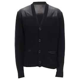 Hermès-Hermes Black 100% Cashmere Lambskin Degrade Shoulder Cardigan M-Black