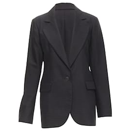 Christian Dior-Christian Dior Wool Silk Black Brown Horizontal Pinstripe Blazer Jacket Fr42 L-Black