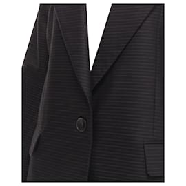 Christian Dior-Christian Dior Wool Silk Black Brown Horizontal Pinstripe Blazer Jacket Fr42 L-Black