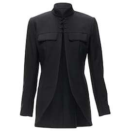 Christian Dior-Christian Dior John Galliano 1999 Runway Black Mao Mandarin Collar Jacket Fr38 M-Black