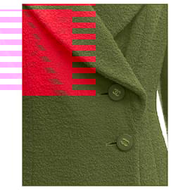 Chanel-Chanel 94A Vintage Runway Red Wool Tweed Gold Cc Button Jacket Fr36 S-Red