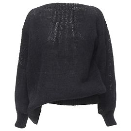 Comme Des Garcons 1980'S Vintage Black Coated Deconstructed Hem Sweater M Black