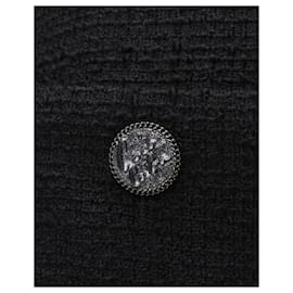 Chanel-Chanel 17C Paris Cuba Lattice Tweed Coco Satin Collar Little Black Jacket Fr36 S-Black