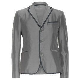 Bottega Veneta Green Grey Classic Tailor Cotton Blazer Jacket Pipe Trim It48 M Grey