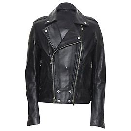 Balmain Black Lambskin Padded Perfecto Moto Biker Leather Jacket Eu50 L Black