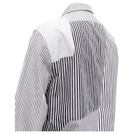 Alexander Mcqueen-Alexander Mcqueen Grey White Cotton Mixed Stripes Patchwork Shirt Sz.16 L-Grey