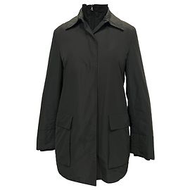 Jil Sander High Neck Jacket in Grey Cotton Grey
