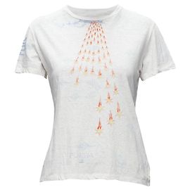 Camiseta de algodón con estampado Poesia y logo CD blanco de CHRISTIAN DIOR Lucia Marcucci Blanco
