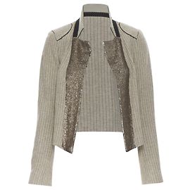 Chloé Vintage Chloe Grey Wool Herringbone Sequins Collar Cropped Military Jacket Fr34 Brown