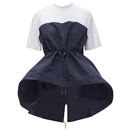 Alexander Mcqueen-Alexander Mcqueen Hybrid Navy Drawstring High Low White Tshirt It38 Xs-White