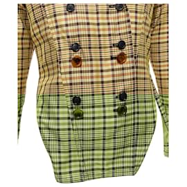 Céline-Old Celine Phoebe Philo 2016 Runway Beige Checked Cinched Waist Jacket Fr34 Xs-Brown,Beige