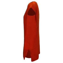 Hermès-Hermès Knitted V-Neck Dress in Orange Wool-Orange,Coral