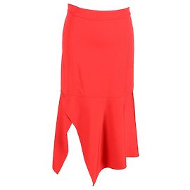 Victoria Beckham Asymmetrical Midi Skirt in Red Acetate  Red