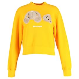 Pull en coton jaune avec patch ours Palm Angels Jaune