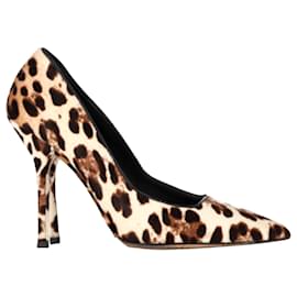 Dolce & Gabbana- Dolce & Gabbana Leopard Print Pointed Toe Pumps in Brown Pony Hair Wool-Other,Python print