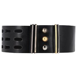 Fendi Thick Buckled Waist Belt in Black Leather Black